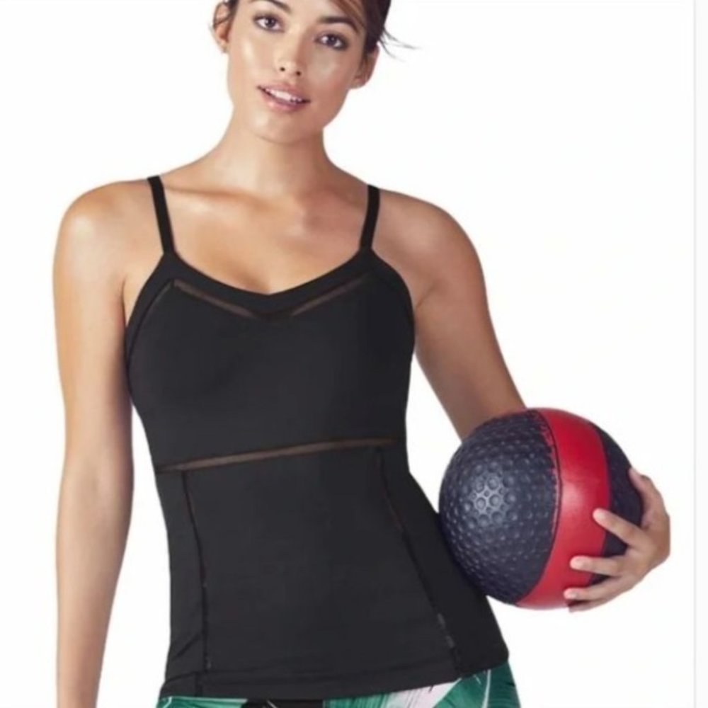 Fabletics Solid Black V-Neck Adjustable Straps Me… - image 1